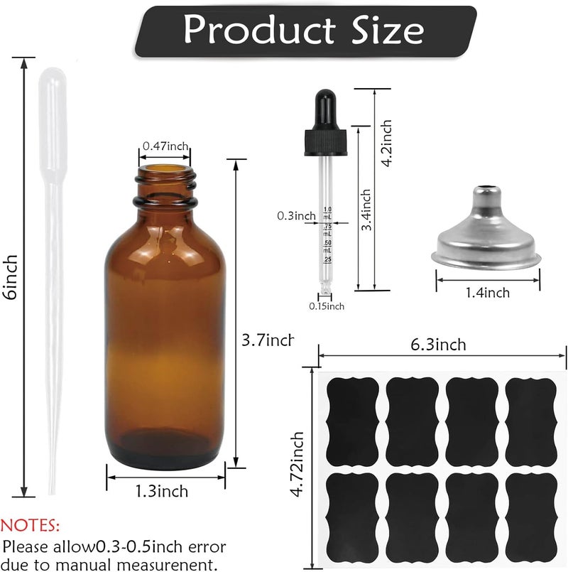 Zsynka 10 Pack 2 Oz Amber Glass Bottles with Dropper, UV Protection, for Essential Oils, Serum, Liquids - Image 5